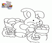 Coloriage lapin de paques fait un salut dessin