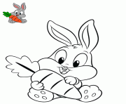 bebe lapin mignon carotte paques dessin à colorier