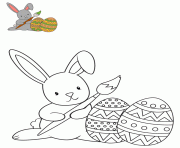 Coloriage lapin joyeuse paques dessin