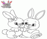 deux jolies lapereau lapins dessin à colorier