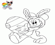 Coloriage mickey mouse mange un chocolat oeuf de paques dessin