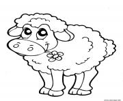 Coloriage mouton mange une fleur dessin