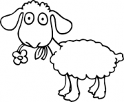 mouton mange une fleur dessin à colorier
