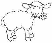 le mouton mange une fleur dessin à colorier