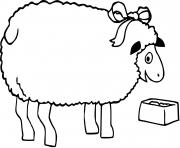 Coloriage mouton en prairie dessin