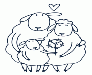 famille de moutons dessin à colorier