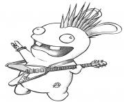 lapin cretin joue de la guitare rock star dessin à colorier