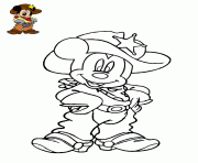 mickey mouse le cowboy cherif de la ville dessin à colorier