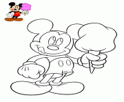 mickey mouse avec une delicieuse creme glace dessin à colorier