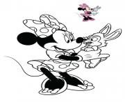 minnie mouse avec un lapin disney dessin à colorier