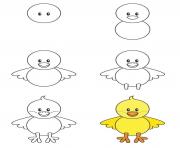 dessin facile poussin bebe poule dessin à colorier