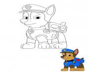 Chase Adore Son Camion De Police Et Voiture Paw Patrol dessin à colorier