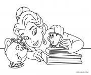 Coloriage la princesse belle avec une tasse de the dessin