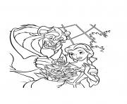 bouquet de roses la belle et la bete disney dessin à colorier