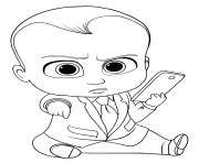 baby boss avec son telephone portable dessin à colorier
