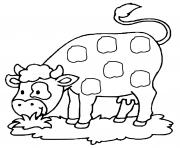 Coloriage vache lait ferme herbes plantes dessin