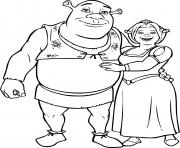 Coloriage Shrek et Fiona apres un repas dessin