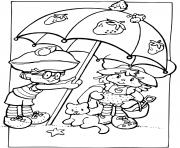 Charlotte aux fraises sous un parasol dessin à colorier