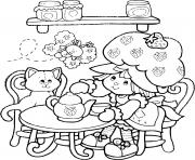 Coloriage Charlotte aux fraises et un chat dessin