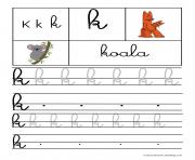 Coloriage lettre K pour Koala ecriture cursive gs dessin