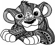 roi lion simba mandala disney dessin à colorier