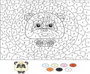 animaux panda par numero dessin à colorier