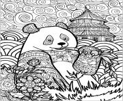 panda et motifs en chine mandala animaux dessin à colorier