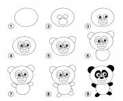 Coloriage panda debout dessin
