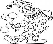 clown avec son deguisement et des ballons de celebration dessin à colorier
