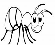Coloriage fourmi avec feuille dans la nature dessin