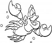 crabe de la petite sirene dessin à colorier