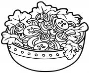 repas sante salade et tomates legumes dessin à colorier