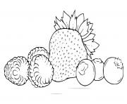 Coloriage fruit fraises riche en eau et fibres dessin