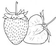 Coloriage fraise et fraise coupe realiste dessin