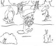 loup auzou paques oeufs et lapins dessin à colorier