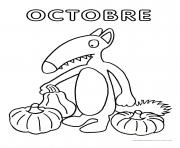 loup mois octobre dessin à colorier
