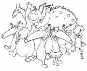Coloriage petit loup auzou celebre une fete avec ses amis animaux dessin