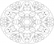 Coloriage paques mandala adulte deux poussins par Lesya Adamchuk dessin