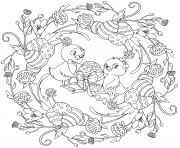 Coloriage un pousssin peint un oeuf de paques mandala par Lesya Adamchuk dessin