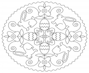 Coloriage paques mandala adulte deux poussins par Lesya Adamchuk dessin