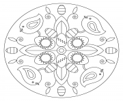 Coloriage paques mandala avec deux lapins oeufs de paques et abeilles par Lesya Adamchuk dessin