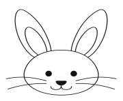 Coloriage paques tete de lapin facile dessin