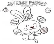Coloriage lapin de paques jongleur oeufs facile dessin