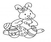 Coloriage lapin de paques avec un oeuf facile dessin