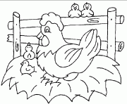 Coloriage paques poule sur un toit dessin