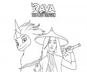 raya et le dernier dragon film de disney dessin à colorier