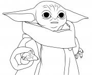 Coloriage baby yoda mandalorian au temple Jedi dessin