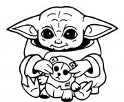 baby yoda mandalorian au temple Jedi dessin à colorier