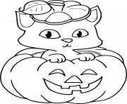 Coloriage chaton kawaii mignon avec chapeau elegant dessin