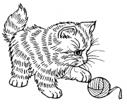 adorable chaton qui joue dessin à colorier
